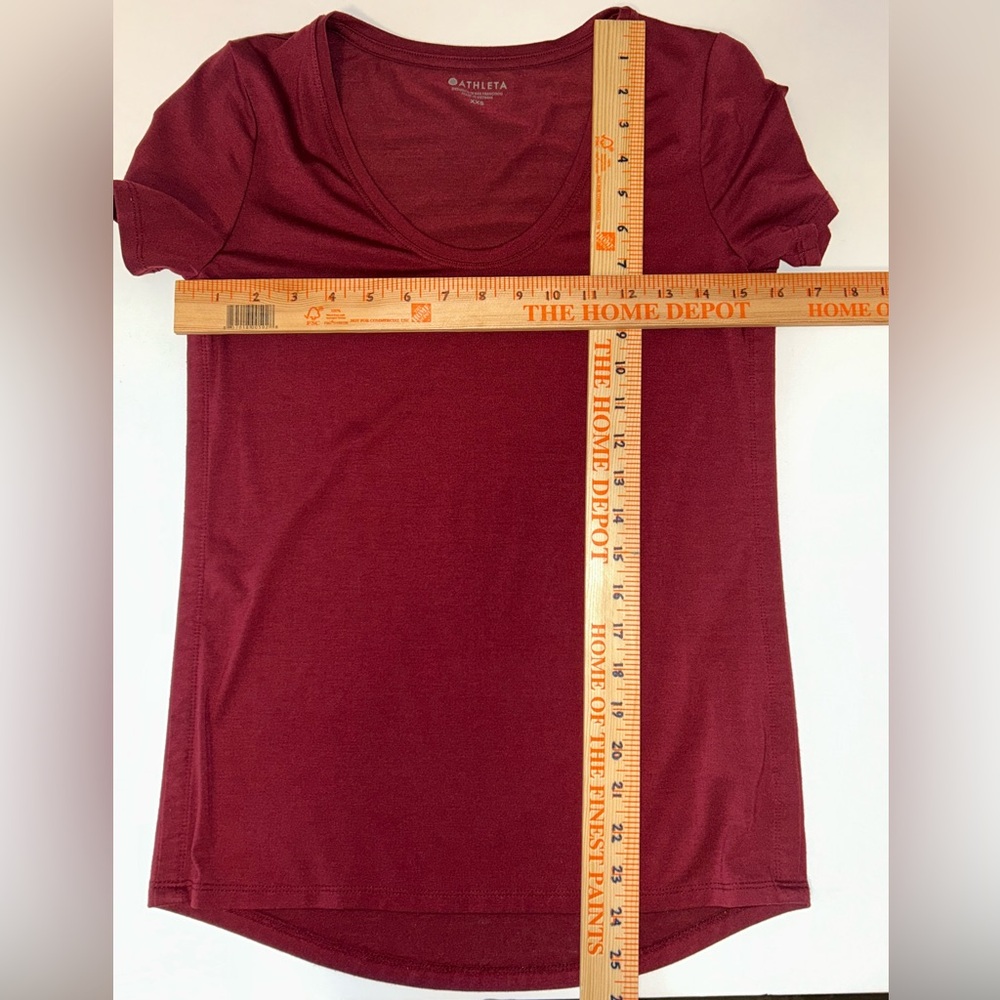 Athleta womens Essence Vital Tee maroon short sleeve scoop neck‎ vneck size XXS - Picture 5 of 7
